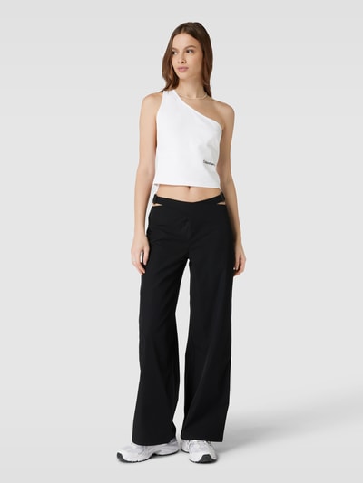 Calvin Klein Jeans Crop Top mit One-Shoulder-Träger Weiss 1