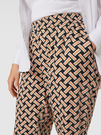 KAFFE Curve Stoffen broek met all-over motief van pure viscose, model 'Qing' Zwart - 3