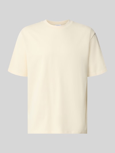 Produktfoto, Oversized T-Shirt aus reiner Baumwolle von Lindbergh, kremowy kolor, krój oversized, lekkie, półrękawy, długość tyłu w rozmiarze M: 70 cm