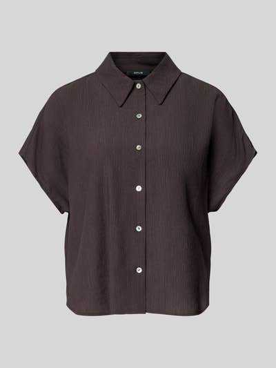 OPUS Bluzka o kroju regular fit z fakturowanym wzorem model ‘Fasinga’ Czekoladowy 2