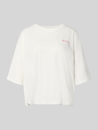 Produktfoto, T-Shirt mit rückseitigem Motiv-Print Modell 'NICA' van ICHI in wit, katoen, loose fit, ronde hals, statement-stitching