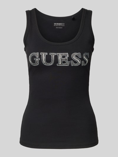 Guess Tanktop mit Logo und Ziersteinbesatz BLACK 2