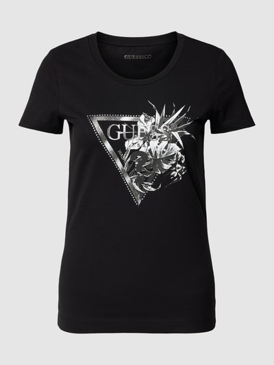 Guess T-shirt z nadrukiem z logo Czarny 2
