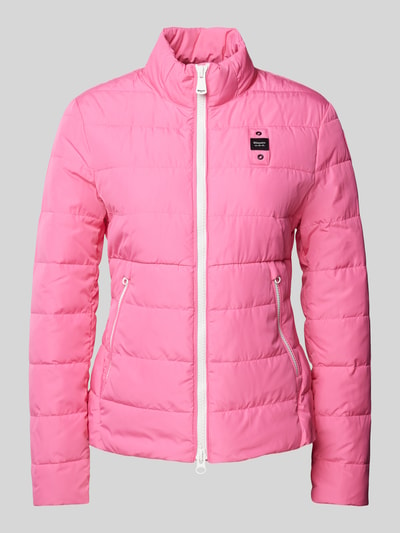 Blauer Usa Steppjacke mit Reißverschlusstaschen Pink 2