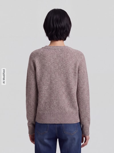VERO MODA Oversized Strickjacke mit Woll-Anteil Modell 'BOOM' Sand Melange 5
