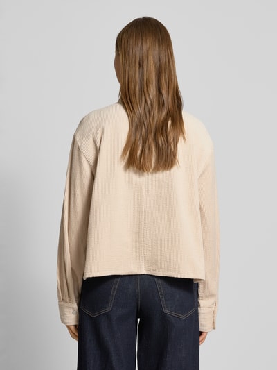 OPUS Bluzka koszulowa o kroju relaxed fit z kieszenią na piersi model ‘Falve’ Beżowy 5