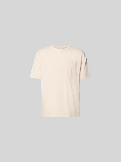 Produktfoto, Relaxed Fit T-Shirt mit Brusttasche von MAISON KITSUNÉ in Creme, Reine Baumwolle, Logo-Print, Rundhalsausschnitt, Rückenlänge 70 cm