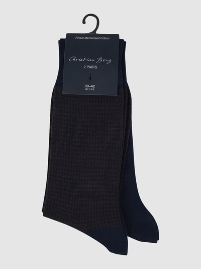 Christian Berg Men Socken mit Hahnentrittmuster im 2er-Pack Marine 2