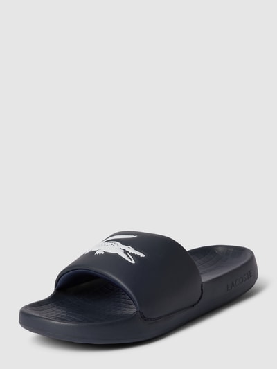 Lacoste Slippers met labeldetails, model 'Croco' Donkerblauw - 2