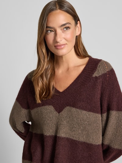 MOS MOSH Strickpullover mit V-Ausschnitt Modell 'Taci' Bordeaux 3