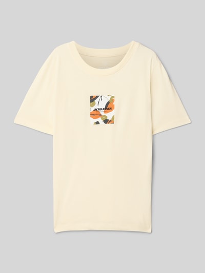 Jack & Jones T-shirt met labelprint, model 'TAVIRA' Ecru - 1