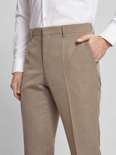 BOSS Regular fit pantalon met scheerwol, model 'Leon' Beige - 3