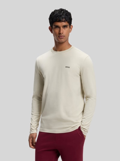 BOSS Green Regular Fit Langarmshirt aus Baumwoll-Mix Modell 'Tee Long' Beige 4