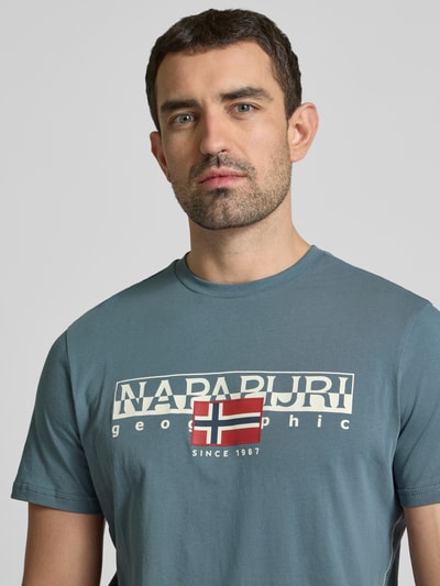 Napapijri T-Shirt mit Label-Print Modell 'AYLMER' Eisblau 3