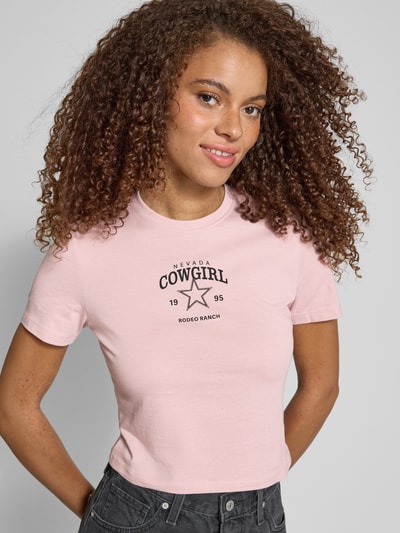 Only Slim fit T-shirt van puur katoen, model 'KARINA' Mauve - 3