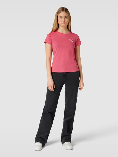 Calvin Klein Jeans Slim Fit T-Shirt mit Label-Print im 2er-Pack Weiss 1