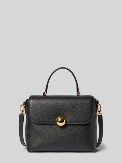 Produktfoto, Dames Shoulder Bag aus echt leer Modell 'MOONLIGHT' von FURLA met structuurpatroon, overslag, pinsluiting, afneembare schouderband, korte draagband, binnenvak, zwart