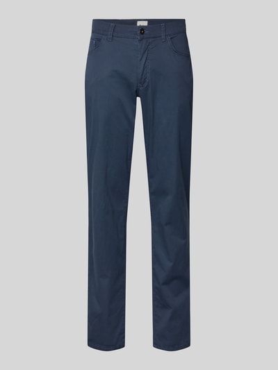 Produktfoto, Hose mit Strukturmuster Modell 'Cadiz' von BRAX, Baumwoll-Elasthan-Mix, Regular-Fit, Eingrifftaschen, blaue Farbe, Vorderansicht, Herren, Bundweite 46 cm, Innenbeinlänge 83 cm