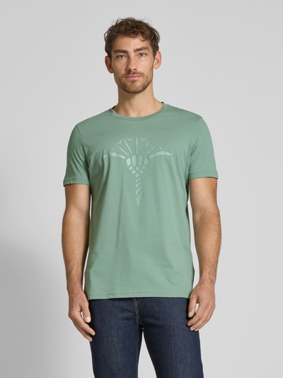 JOOP! Collection T-shirt męski JOOP! Collection;Czysta bawełna;Krój regular fit;Okrągły dekolt z prążkowanego ściągacza;Nadruk z motywem;Długość tyłu w rozmiarze M: 70 cm Limonkowy 4