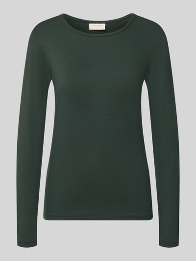 Productfoto, donkergroen Longsleeve uit viscose-elastaan mix, slim fit, model 'Liana' van FREE/QUENT, ronde hals, lengte 59 cm