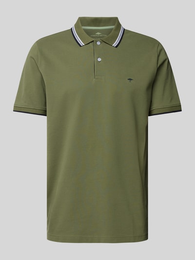 Fynch-Hatton Koszulka polo o kroju regular fit z paskami w kontrastowym kolorze Khaki melanż 2