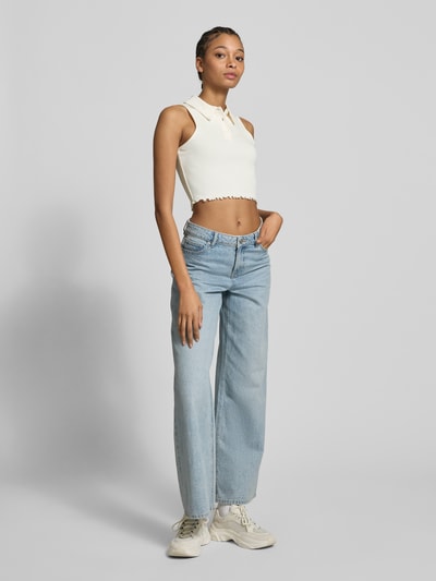 Tommy Jeans Crop Top in Ripp-Optik Offwhite 1