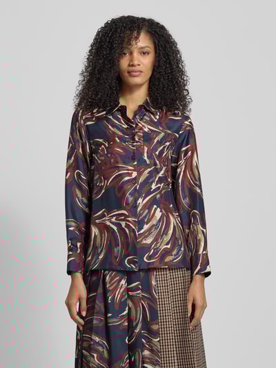 Weekend Max Mara Bluzka koszulowa o kroju regular fit z czystego jedwabiu model ‘RIVE’ Granatowy 4