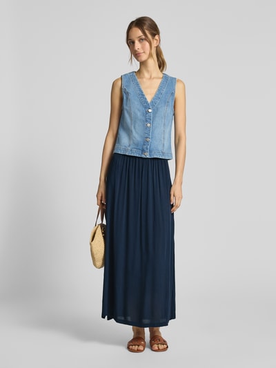 ICHI Spódnica midi z wiskozy z elastycznym pasem Granatowy 1