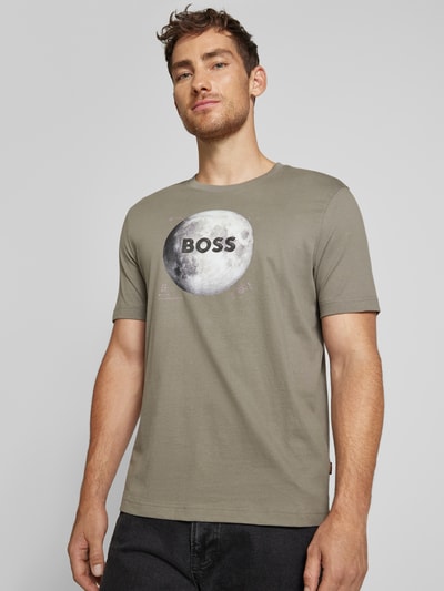 BOSS Orange T-shirt z nadrukowanym motywem i logo model ‘Moon’ Miętowy 3