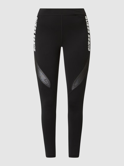 Guess Activewear Legginsy ze wstawkami z siateczki Czarny 2