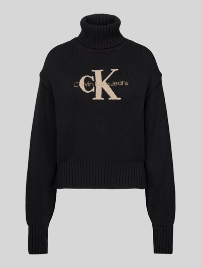 Calvin Klein Jeans Sweter z dzianiny z golfem model ‘CHENILLE’ Czarny 2