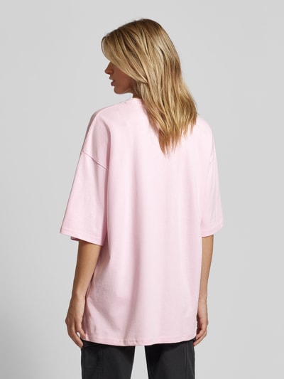 Review Essentials oversized T-shirt met logo Lichtroze - 5