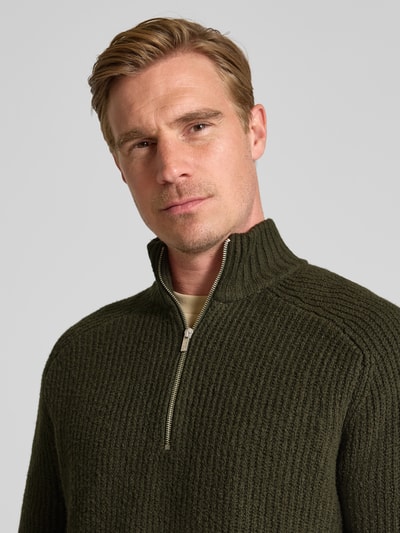 JAKE*S STUDIO MEN Gebreide pullover met opstaande kraag Donkergroen - 3