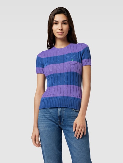 Polo Ralph Lauren Strickpullover mit Zopfmuster Violett 4