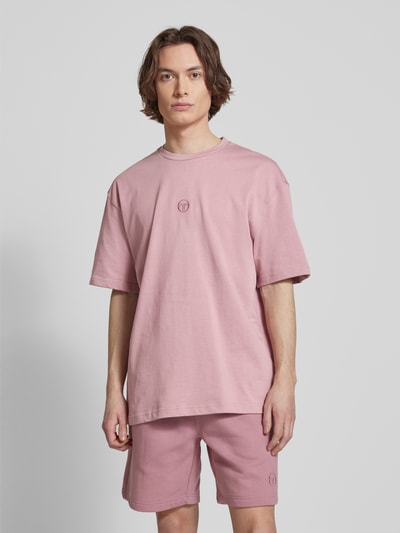 SERGIO TACCHINI T-shirt met labelstitching, model 'SIMBA' Oudroze - 4