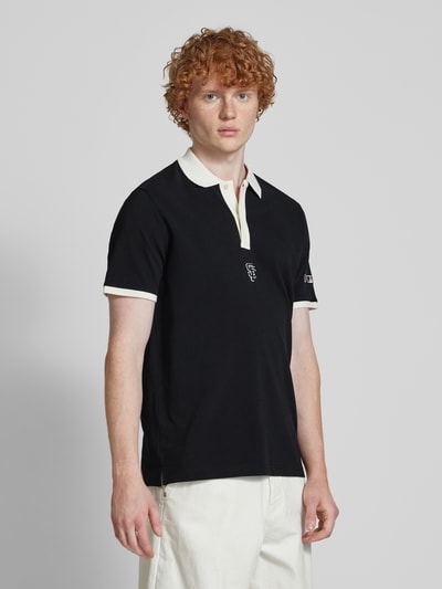 CHAMPION Poloshirt mit Label-Stitching Black 4