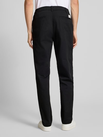 Replay Tapered fit chino met bandplooien, model 'ADHANN' Zwart - 5
