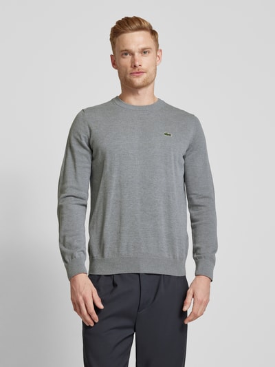 Lacoste Sweter z dzianiny z naszywką z logo Jasnoszary melanż 4