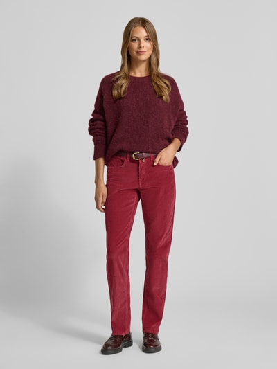 Brax Spodnie sztruksowe o kroju slim fit z 5 kieszeniami model ‘Carola’ Bordowy 1