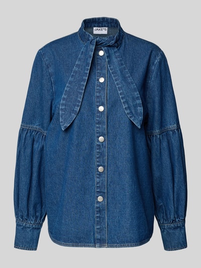 Jake*s Casual Hemdbluse in Denim-Optik Dunkelblau 2