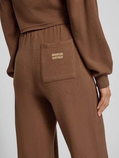 American Vintage Wide leg sweatbroek met elastische band Middenbruin - 3