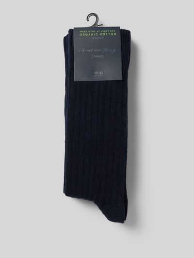 Christian Berg Men Socken mit Label-Print im 2er-Pack Marine 3