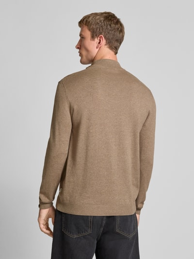 ONLY & SONS Regular Fit Troyer aus Baumwoll-Viskose-Mix Modell 'LOUI' Beige Melange 5