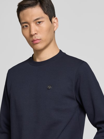 BOSS Sweatshirt met labelbadge, model 'Sharpe' Marineblauw - 3