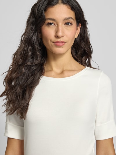 Marc Cain Regular fit T-shirt met zijde en mouwen met omslag Wit - 3