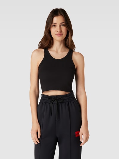 HUGO Crop Top in Feinripp-Optik Modell 'DALILLY' Black 4