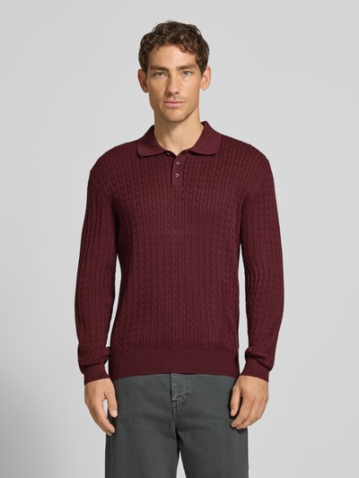 MCNEAL Strickpullover mit Polokragen und kurzer Knopfleiste Dunkelrot 4