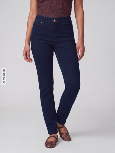TONI Straight Fit Jeans aus Baumwoll-Mix Modell 'LIV' Dunkelblau 4