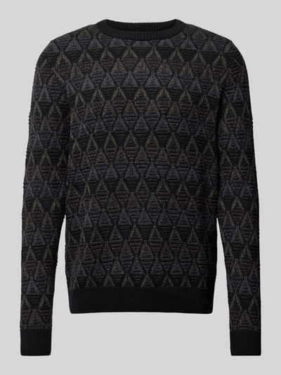 Jack & Jones Premium Sweter z dzianiny z prążkowanymi wykończeniami model ‘EDDIE’ Czarny 2