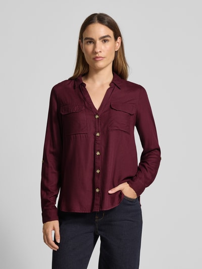 Vero Moda Regular fit overhemdblouse van pure viscose, model 'BUMPY' Bordeaux - 4